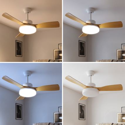 Brilagi - Ventilateur de plafond LED dimmable 34W/230V 3000-6500K Ø 106 cm blanc/marron + télécommande
