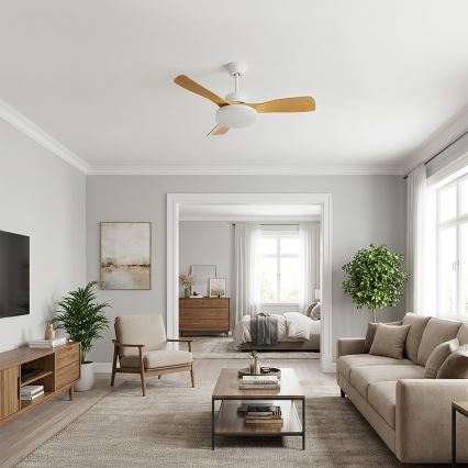 Brilagi - Ventilateur de plafond LED dimmable 34W/230V 3000-6500K Ø 106 cm blanc/marron + télécommande