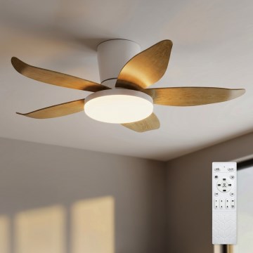 Brilagi - Ventilateur de plafond LED dimmable LED/32W/230V 95 cm blanc/marron + télécommande