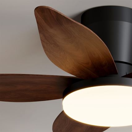 Brilagi - Ventilateur de plafond LED dimmable, 32 W, 230 V, 3000-6500 K, Ø 95 cm, noir/marron + télécommande