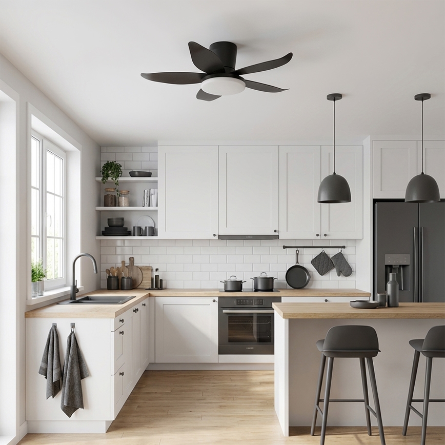 Brilagi - Ventilateur de plafond dimmable LED/32W/230V Ø 95 cm noir + télécommande