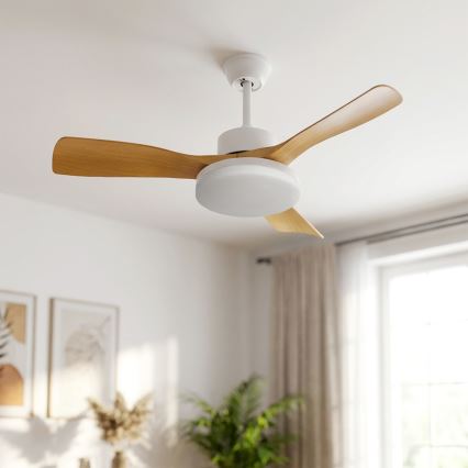 Brilagi - Ventilateur de plafond LED gradable/34W/230V 106 cm blanc/marron + télécommande