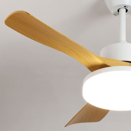 Brilagi - Ventilateur de plafond LED gradable/34W/230V 106 cm blanc/marron + télécommande