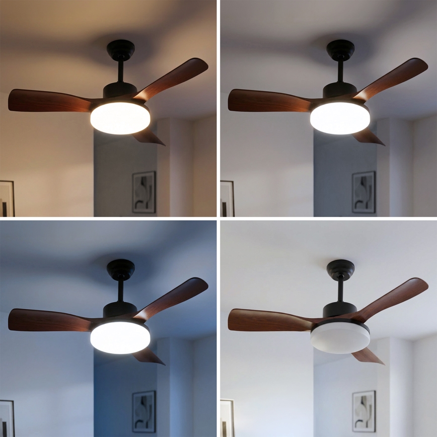 Brilagi - Ventilateur de plafond LED dimmable LED/34W/230V 106 cm noir/marron + télécommande
