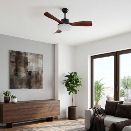 Brilagi - Ventilateur de plafond LED dimmable LED/34W/230V 106 cm noir/marron + télécommande