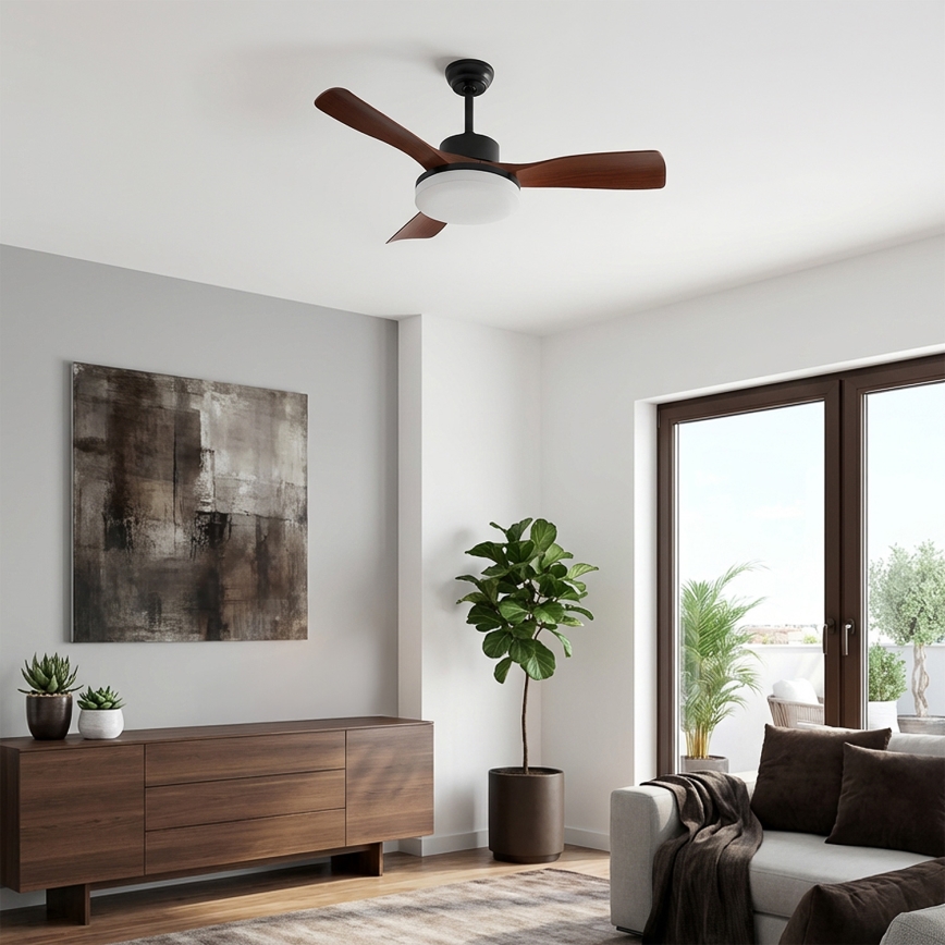Brilagi - Ventilateur de plafond LED dimmable LED/34W/230V 106 cm noir/marron + télécommande