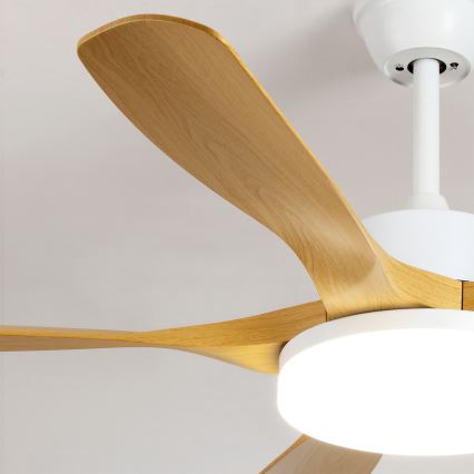 Brilagi - Ventilateur de plafond LED dimmable, 34 W, 230 V, 3000–6500 K, Ø 132 cm, blanc/marron + télécommande