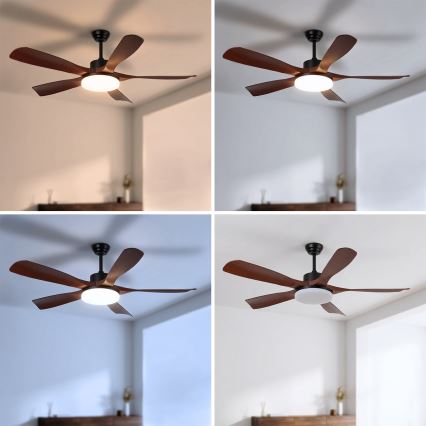 Brilagi - Ventilateur de plafond LED dimmable LED/34W/230V 3000-6500K diam. 132 cm noir/marron + télécommande