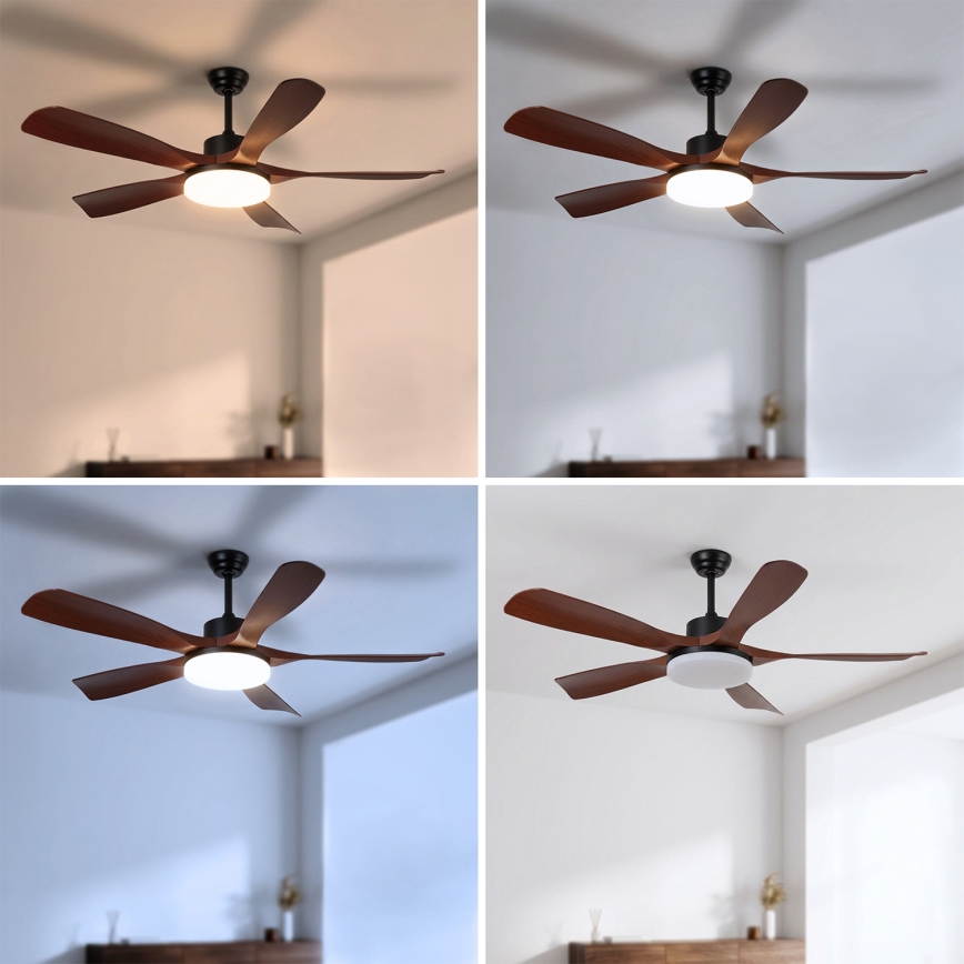 Brilagi - Ventilateur de plafond LED dimmable LED/34W/230V 3000-6500K diam. 132 cm noir/marron + télécommande