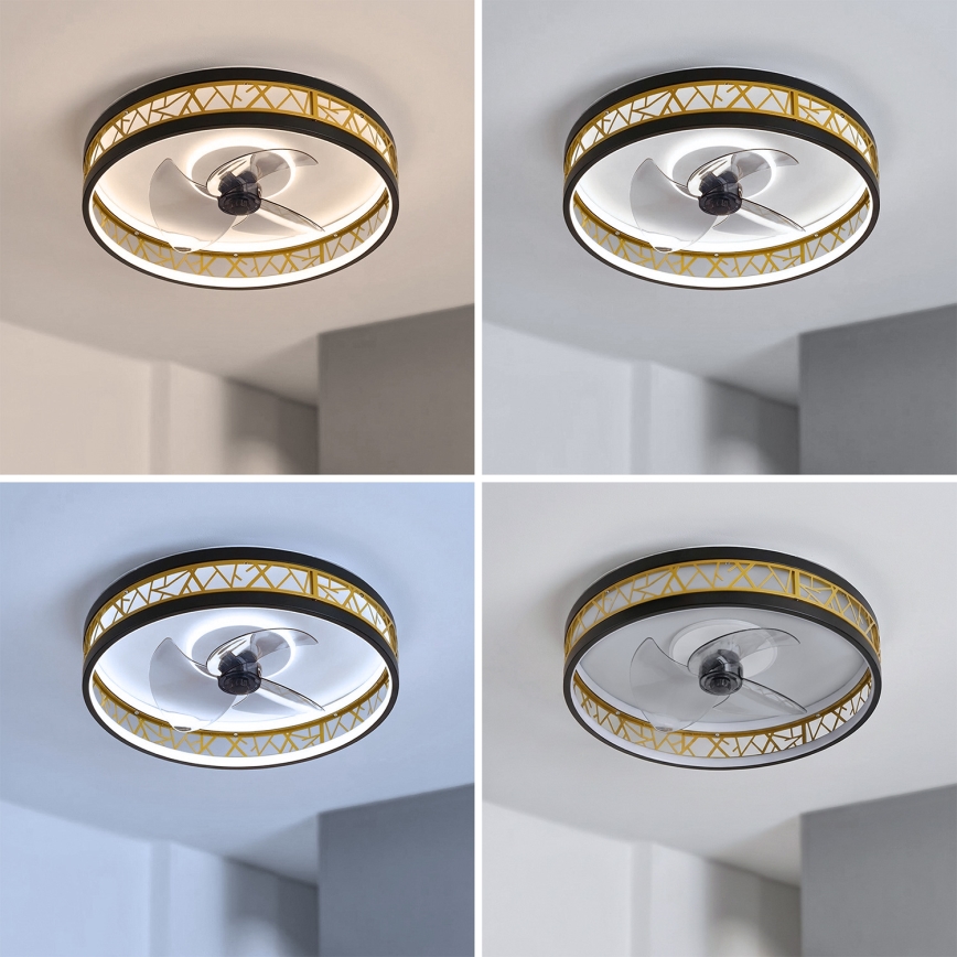 Brilagi - Ventilateur de plafond LED à intensité variable LED/34W/230V 50 cm noir/doré + télécommande