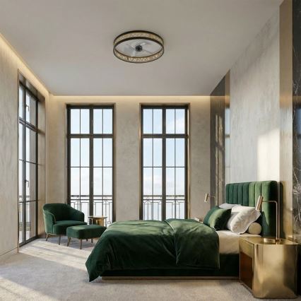 Brilagi - Ventilateur de plafond LED à intensité variable LED/34W/230V 50 cm noir/doré + télécommande