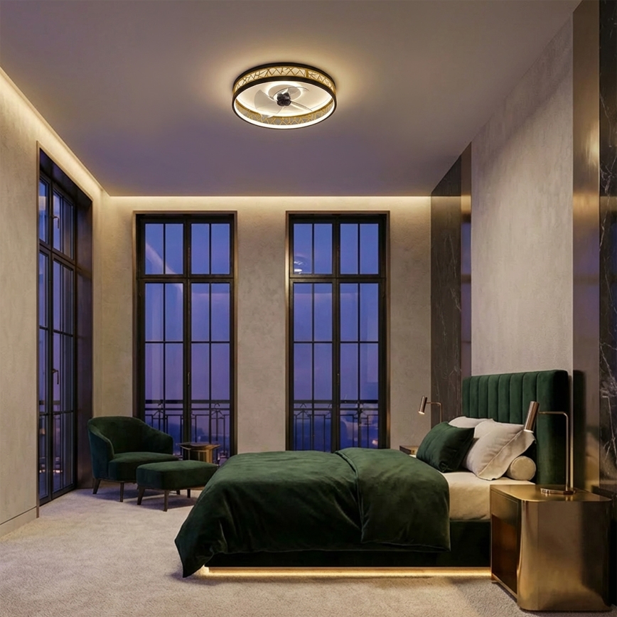 Brilagi - Ventilateur de plafond LED à intensité variable LED/34W/230V 50 cm noir/doré + télécommande