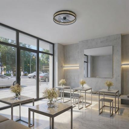 Brilagi - Ventilateur de plafond LED à intensité variable LED/34W/230V 50 cm noir/doré + télécommande