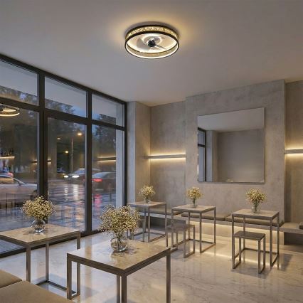 Brilagi - Ventilateur de plafond LED à intensité variable LED/34W/230V 50 cm noir/doré + télécommande