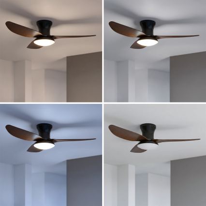 Brilagi - Ventilateur de plafond dimmable à LED 38W/230V 3000-6500K Ø 100 cm noir/marron + télécommande