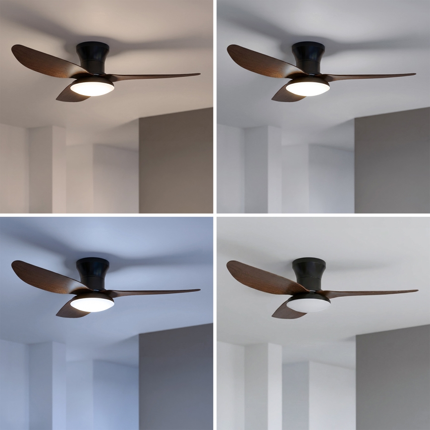 Brilagi - Ventilateur de plafond dimmable à LED 38W/230V 3000-6500K Ø 100 cm noir/marron + télécommande