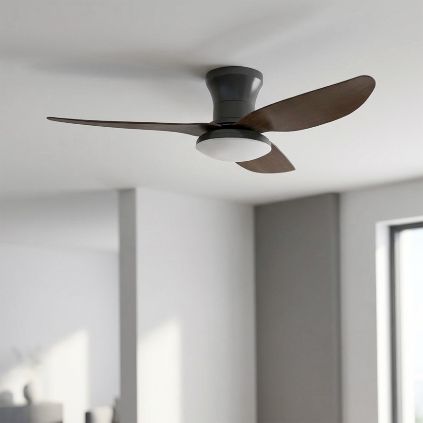 Brilagi - Ventilateur de plafond dimmable à LED 38W/230V 3000-6500K Ø 100 cm noir/marron + télécommande