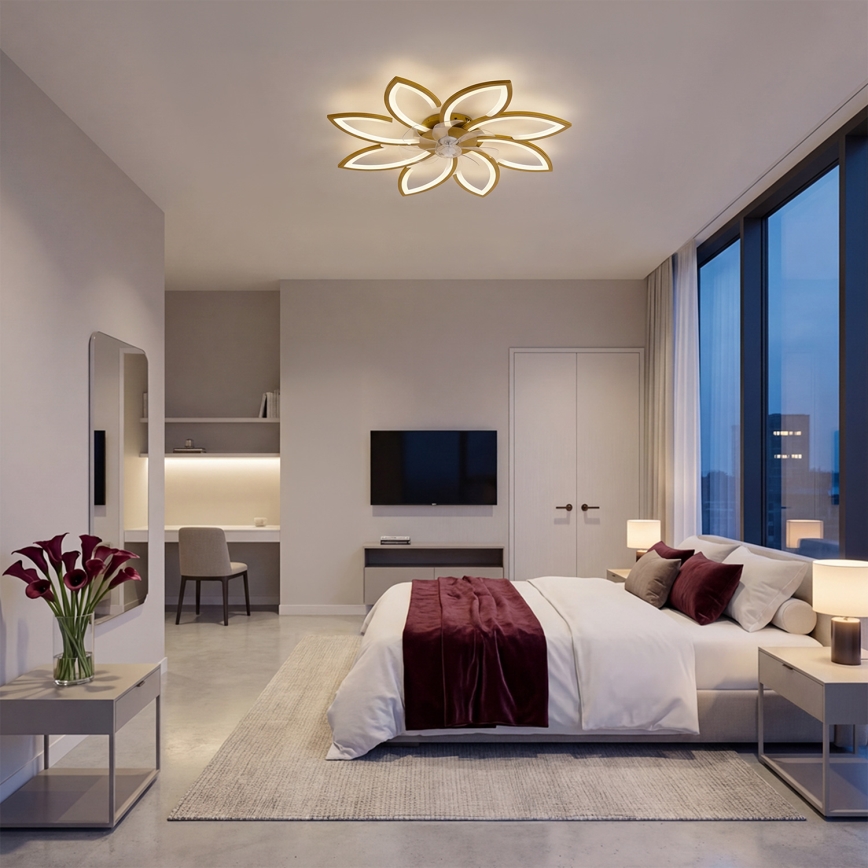 Brilagi - Ventilateur de plafond LED dimmable 43W/230V Ø 90 cm, doré + télécommande