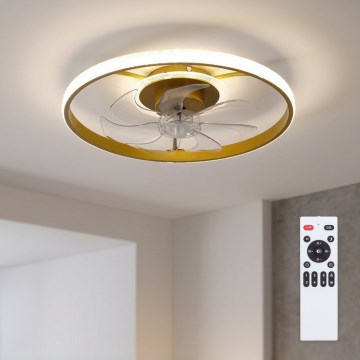 Brilagi - Ventilateur de plafond LED dimmable LED/66W/230V 55 cm blanc/doré + télécommande