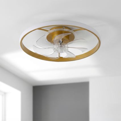 Brilagi - Ventilateur de plafond LED dimmable LED/66W/230V 55 cm blanc/doré + télécommande