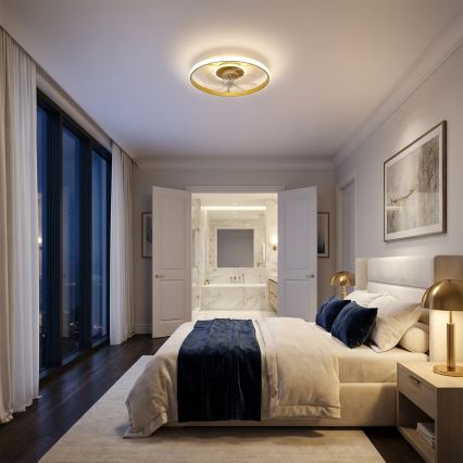 Brilagi - Ventilateur de plafond LED dimmable LED/66W/230V 55 cm blanc/doré + télécommande