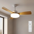 Brilagi - Ventilateur de plafond LED gradable/34W/230V 106 cm blanc/marron + télécommande
