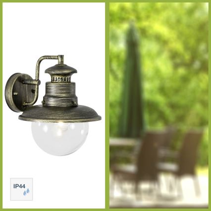 Brilliant - Applique murale extérieure ARTU 1xE27/60W/230V IP44 patine/doré