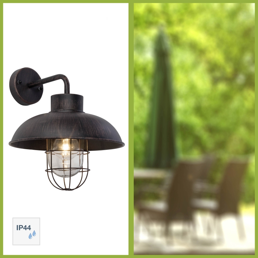 Brilliant - Applique murale extérieure PORTLAND 1xE27/60W/230V noir/patine