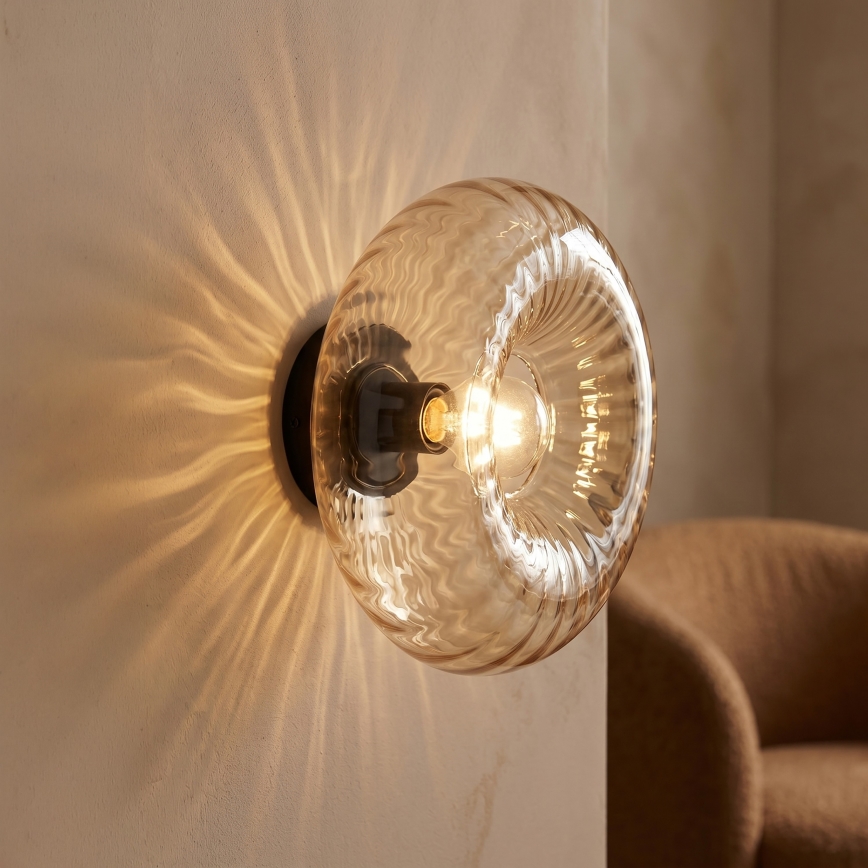 Brilliant - Applique murale NEVIL 1xE27/20W/230V noir/beige fumé