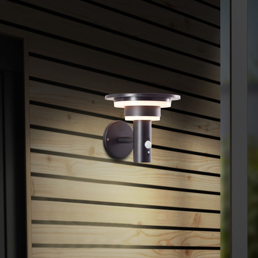 Brilliant - Applique murale solaire avec détecteur GARVINA LED/3W/3,7V IP44 noir