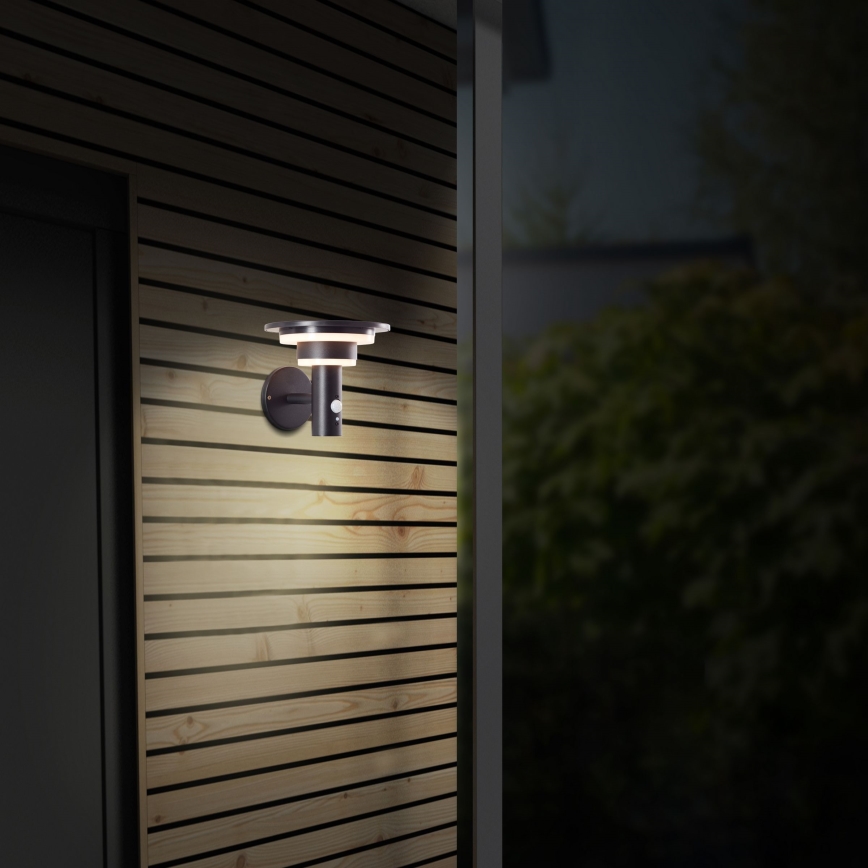 Brilliant - Applique murale solaire avec détecteur GARVINA LED/3W/3,7V IP44 noir