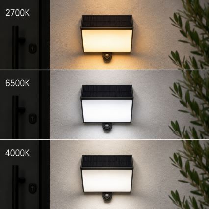 Brilliant - Applique murale solaire LED avec capteur SIERRA LED/6W/3,7V 2700/4000/6500K 2000 mAh IP54 noir