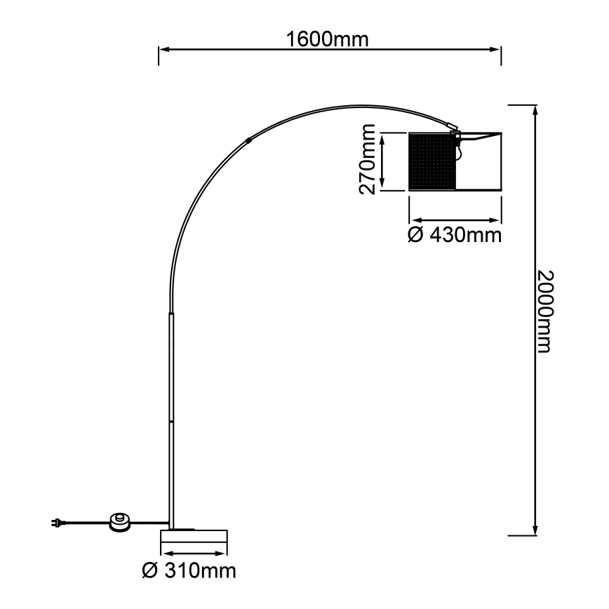 Brilliant - Lampadaire WILEY 1xE27/60W/230V noir/beige
