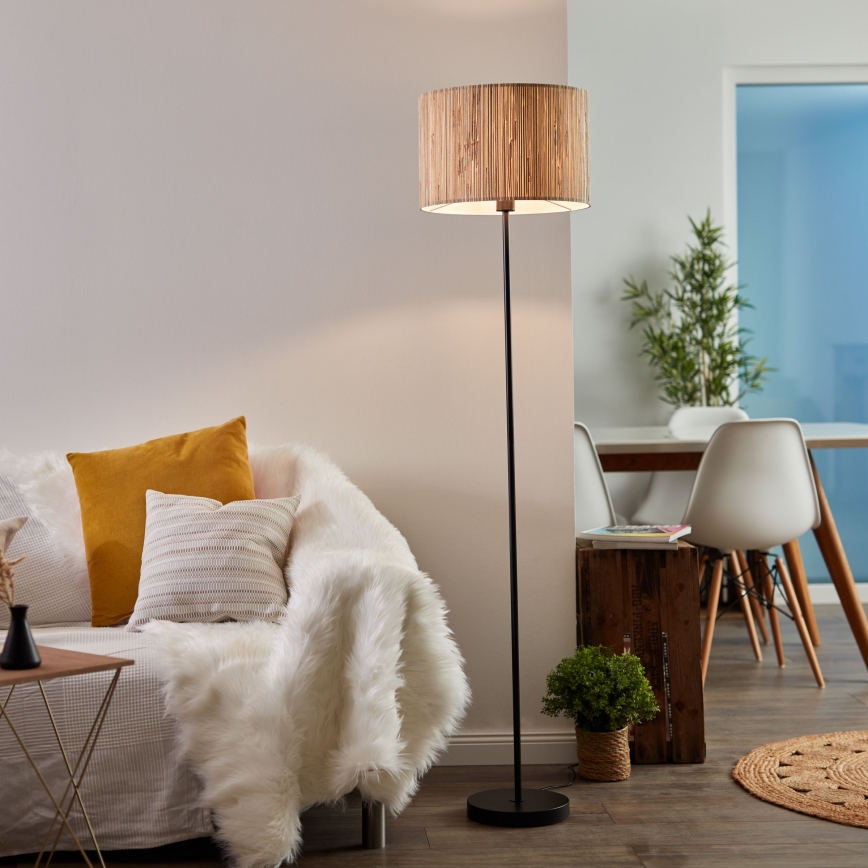Brilliant - Lampadaire WIMEA 1xE27/52W/230V noir/beige