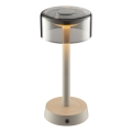 Brilliant - Lampe de table d'extérieur LED RAZOR, tactile et dimmable, rechargeable, 2,5W/5V, 2700K, 2600 mAh, IP44, gris