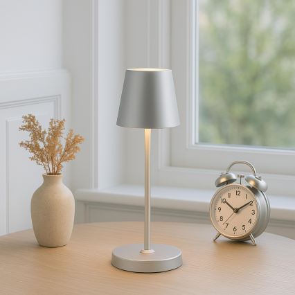 Brilliant - Lampe de table d'extérieur LED tactile, rechargeable et dimmable ELORA LED/2,5W/5V 2700K 2600 mAh IP44 argentée