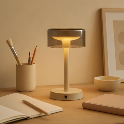 Brilliant - Lampe de table d'extérieur LED RAZOR, tactile et dimmable, rechargeable, 2,5W/5V, 2700K, 2600 mAh, IP44, gris