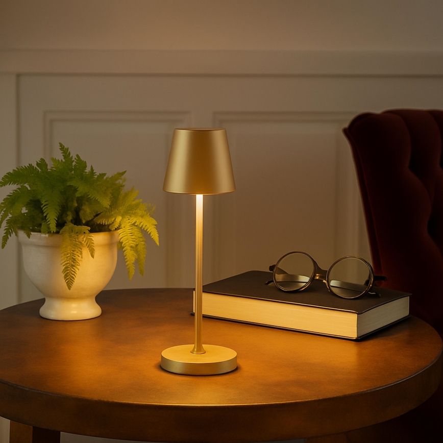 Brilliant - Lampe de table d'extérieur tactile rechargeable dimmable LED ELORA LED/2,5W/5V 2700K 2600 mAh IP44 dorée