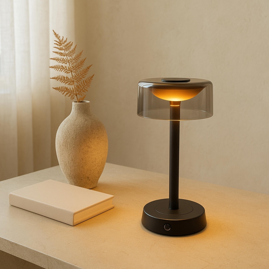 Brilliant - Lampe de table d'extérieur tactile, rechargeable et dimmable RAZOR LED/2,5W/5V 2700K 2600 mAh IP44 noir