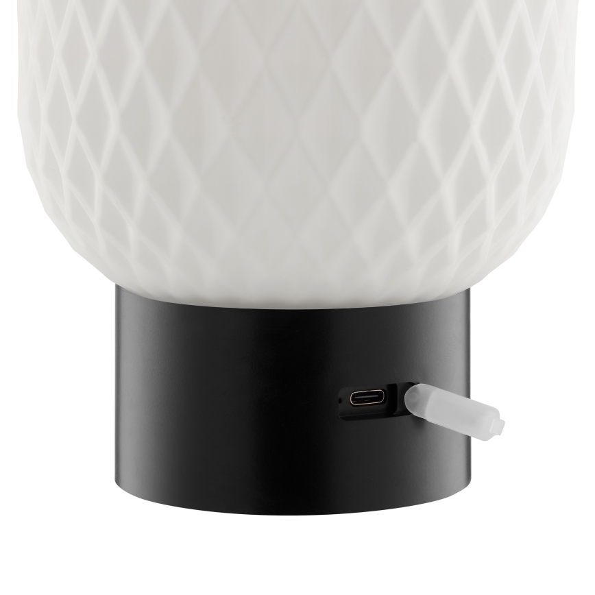 Brilliant - SARASTRO Lampe de table d'extérieur tactile et rechargeable à intensité réglable, LED RGBW, 3W/5V, 2700K, 1800 mAh, IP44, blanche