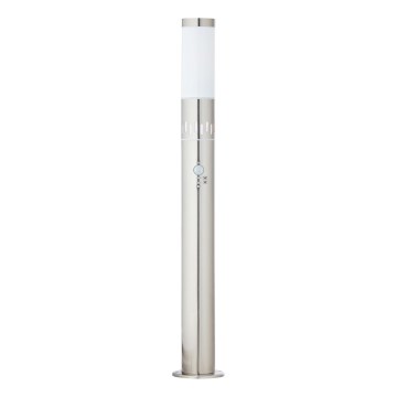 Brilliant - Lampe extérieure avec détecteur LEIGH LED/0,9W/230V + 1xE27/11W 80 cm IP44 chrome brillant