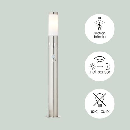 Brilliant - Lampe extérieure avec détecteur LEIGH LED/0,9W/230V + 1xE27/11W 80 cm IP44 chrome brillant