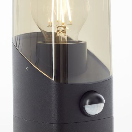Brilliant - Lampe extérieure avec détecteur MINOU 1xE27/10W/230V IP44 noir/fumé