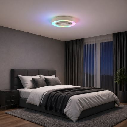 Brilliant - Plafonnier LED RGBW dimmable avec ventilateur CATANIA LED/37W/230V 2700-6500K Ø 48,6 cm beige + télécommande