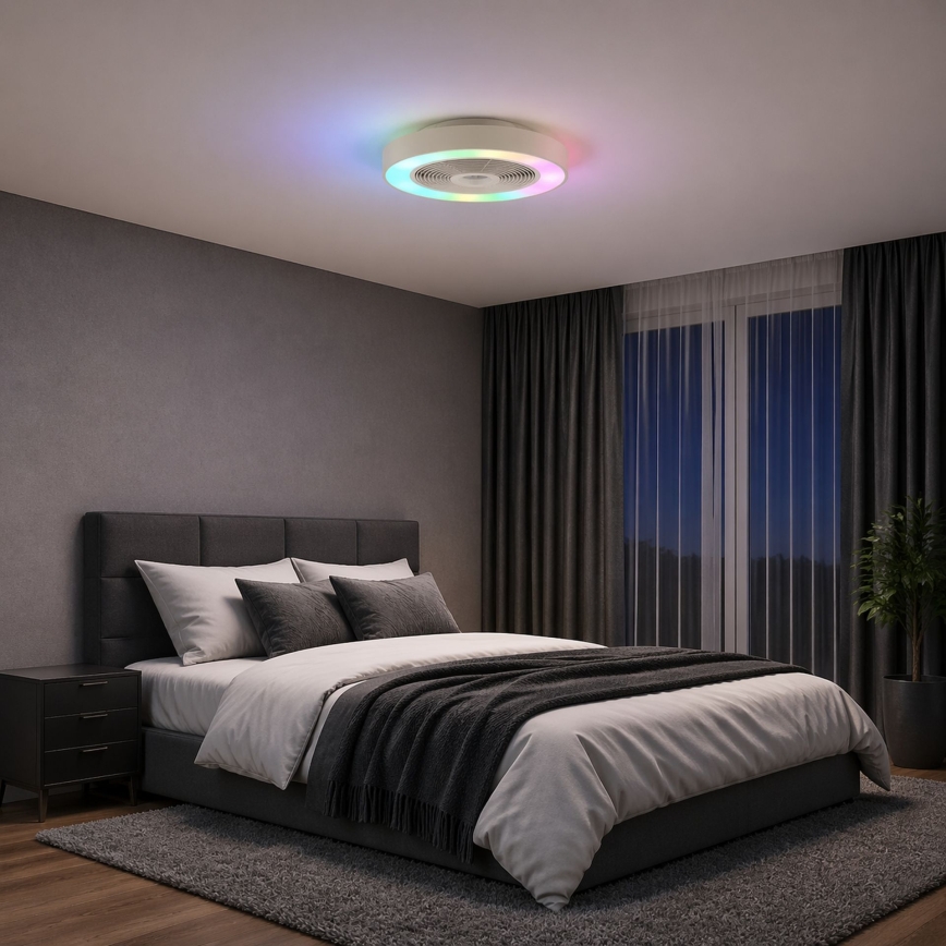 Brilliant - Plafonnier LED RGBW dimmable avec ventilateur CATANIA LED/37W/230V 2700-6500K Ø 48,6 cm beige + télécommande
