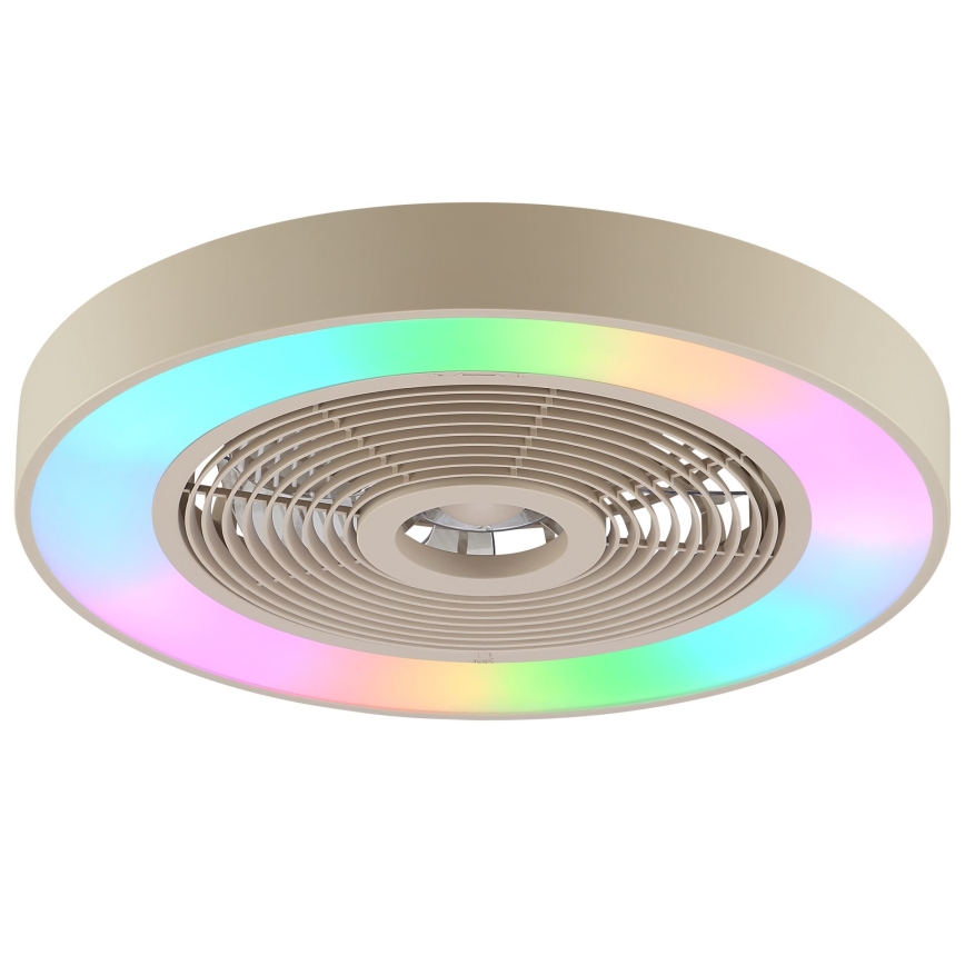 Brilliant - Plafonnier LED RGBW dimmable avec ventilateur CATANIA LED/37W/230V 2700-6500K Ø 48,6 cm beige + télécommande