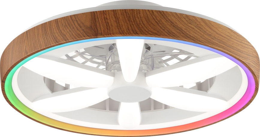 Brilliant - LED RGBW Ventilateur de plafond à intensité variable GAIANO LED/24W/230V 2700-6500K d. 48 cm marron + Télécommande