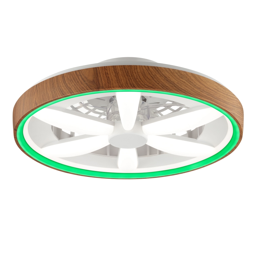 Brilliant - LED RGBW Ventilateur de plafond à intensité variable GAIANO LED/24W/230V 2700-6500K d. 48 cm marron + Télécommande