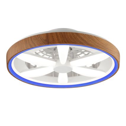 Brilliant - LED RGBW Ventilateur de plafond à intensité variable GAIANO LED/24W/230V 2700-6500K d. 48 cm marron + Télécommande