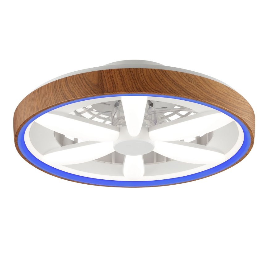 Brilliant - LED RGBW Ventilateur de plafond à intensité variable GAIANO LED/24W/230V 2700-6500K d. 48 cm marron + Télécommande